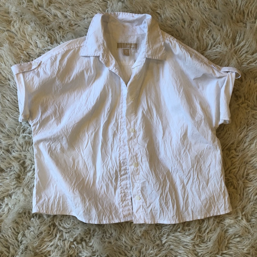 Michael Kors White Cropped Shirt, Size S/ XS